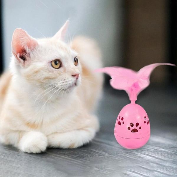 

cat round plastic ball toy with feather pineapple shape non-toxic kitten teasing tumbler pet interactive supplies toys