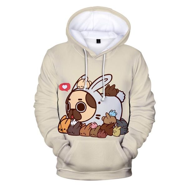 Мужские толстовки для толстовки мода 3D мопс мужчины женщин harajuku hoodie pullover осень с капюшоном случайные мальчики девушки детские улица