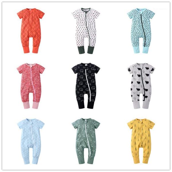

jumpsuits 0-24m baby romper girl boy summer clothes soft light cute pattern born cotton short sleeve infant jumpsuit1, Blue