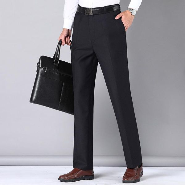 

men's pants 2022 high waist loose straight trousers spring casual suit, Black