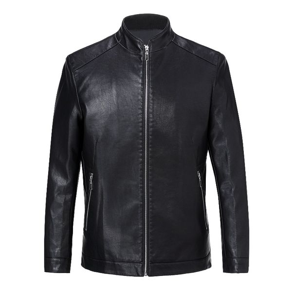 

cool black autumn and winter fashion lapel leather jacket, high-quality stand-up collar, comfortable, windproof and fashion