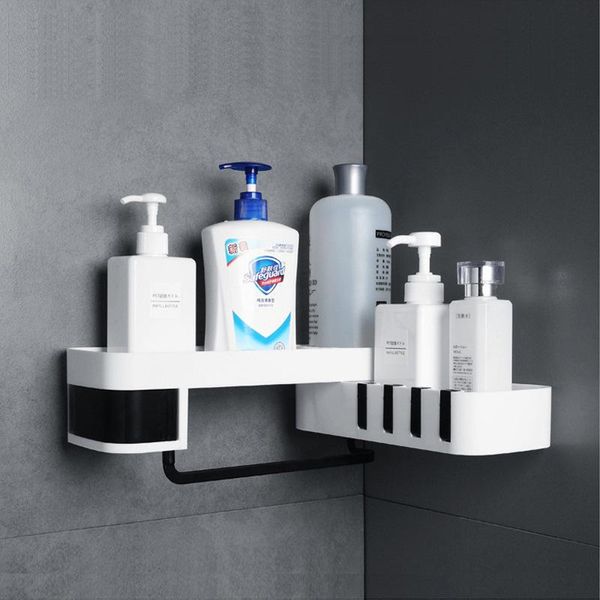 Set di accessori per il bagno Mensola per doccia ad angolo Porta shampoo per bagno Cucina Organizzatore per rack di stoccaggio senza chiodi Montaggio a parete