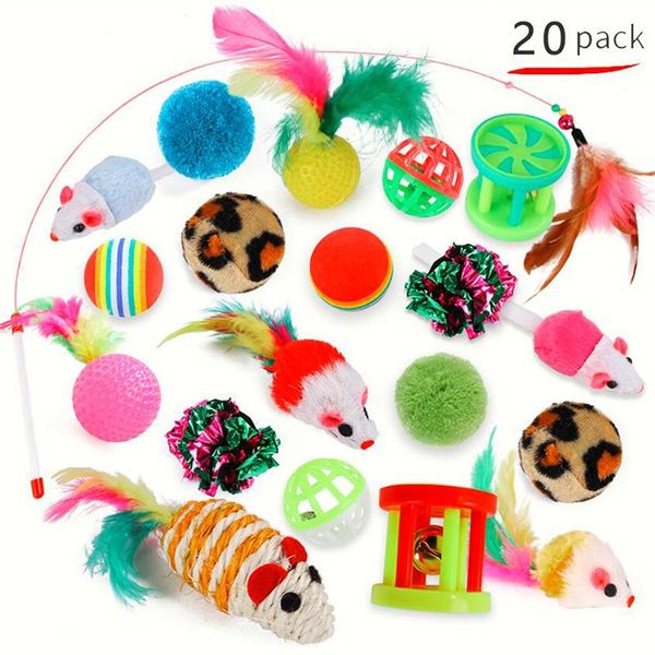 

cat toys set funny stick bell ball feather toy creative assorted interactive play for kittens