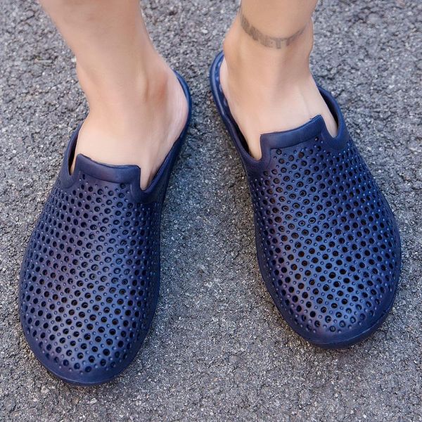 

slippers garden shoes for men quick drying summer beach slipper flat breathable outdoor sandals male clog flip flops 2021, Black