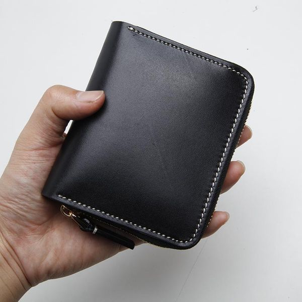 

wallets lanspace genuine leather men handmade mini purse coin, Red;black