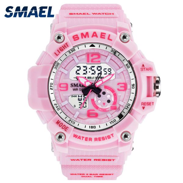 Smael Frau Uhren Sport Outdoor LED Uhren Digital Uhren Armee Kinderuhr Militär großes Zifferblatt 1808 Frauen Uhr Wasserdicht Q0524