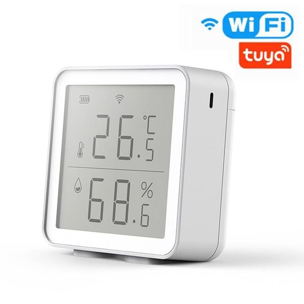 

smart home control tuya wifi temperature and humidity sensor indoor intelligent linkage lcd display work with alexa google dropship