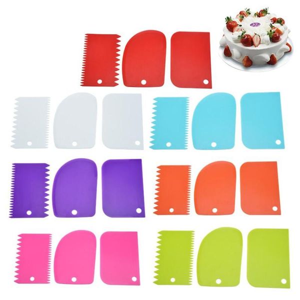 

3pcs/lot cream scraper irregular teeth edge diy cake decorating fondant pastry cutters baking spatulas tools molds &