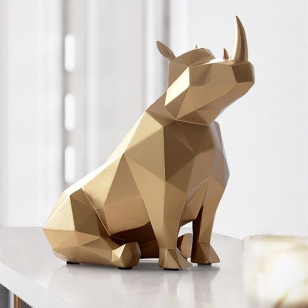 

decorative objects & figurines geometry animal figurine european rhinoceros statue creative resin gifts desk ornaments home decoration for l