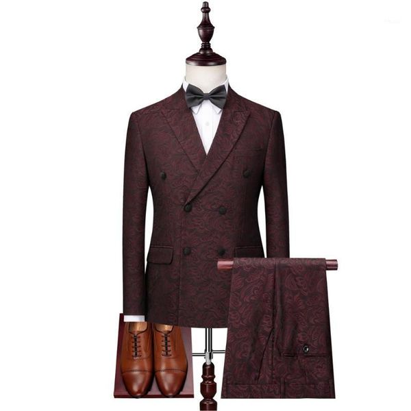 

men's suits & blazers fashion classic men print business casual suit 3 piece set(suit+pants+vest)wedding double-breasted tuxedo1, White;black