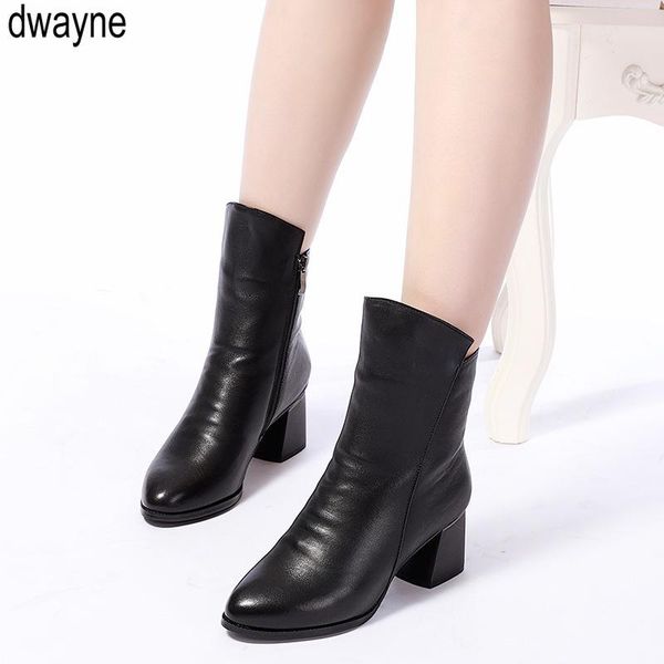 

boots knee women genuine leather winter comfortable warm wool women's long shoes 2021, Black