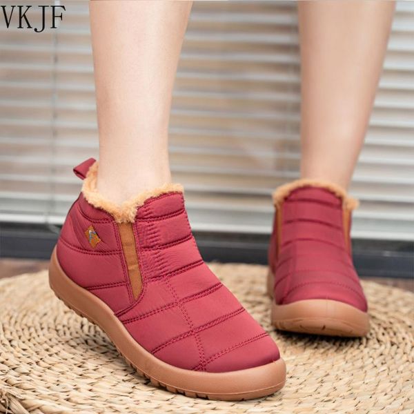 

boots women warm fur snow bpots waterproof winter shoes non-slip ankel plus size slip on casual couple, Black