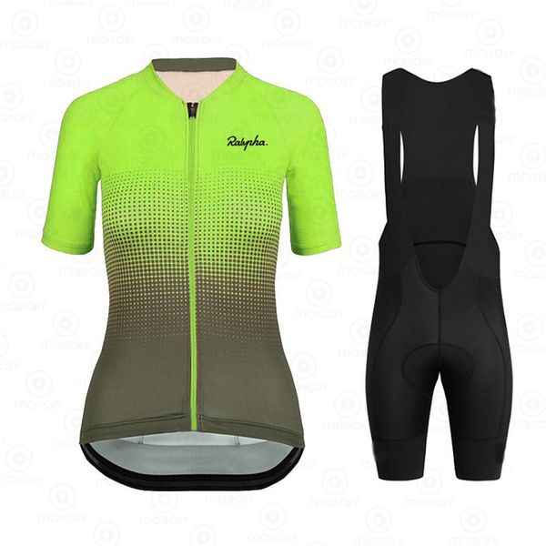 

racing sets ralvpha 2021 women cycling set mtb bike clothing female bicycle clothes raphaful short sleeve bib shorts pants 19d pad, Black;blue
