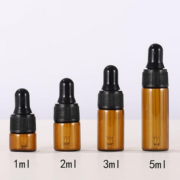 

storage bottles & jars 10x 1ml/2ml/3ml/5ml empty amber glass dropper bottle essential oil travel