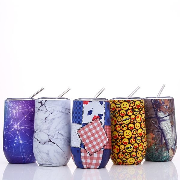 

Creative straw eggshell Cup stainless steel thermos car U-shaped red wine cup