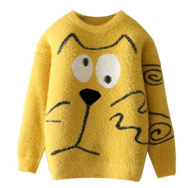 

baby clothes 2021 winter mink fleece sweater for boys and girls knitwear cartoon pullover cute kids children clothing outerwear y1024, Blue