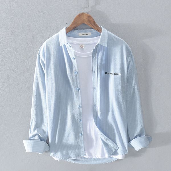 

- rc213 men's embroidered stripe cotton casual shirt, White;black