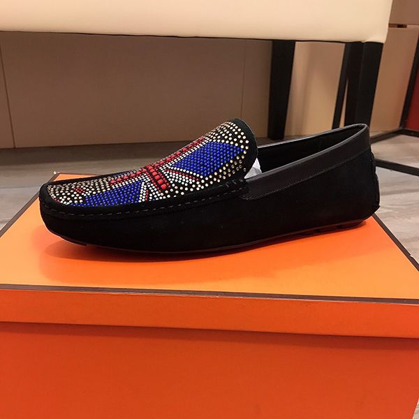 

men's dress shoes casual flats bottom loafers fashion luxury metal button peas classic driving for men mjh001, Red;white