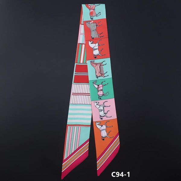 

scarves 2021 spring/summer european and american imitation silk scarf fashion printing variant sun protection bag handle ribbon scar, Blue;gray
