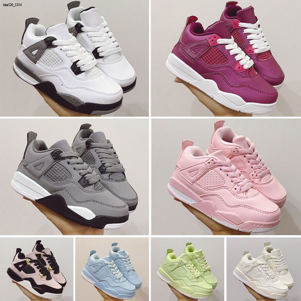 

kids 4s white sail union guava ice noir neon black cat 4 basketball shoes metallic green trainers men women kid sport sneakers size 22-35