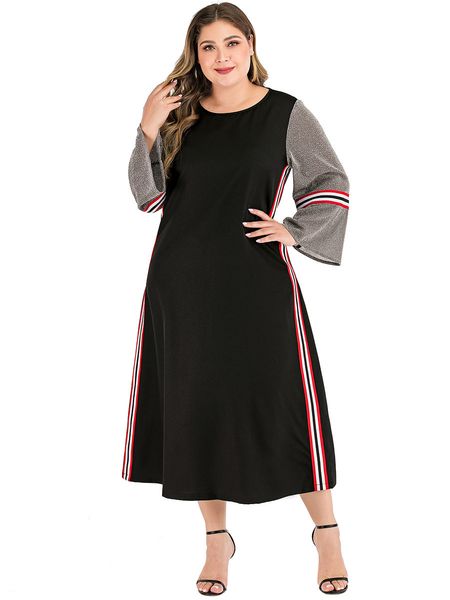 

plus size dresses hy88153# large contrast