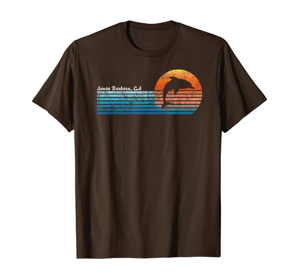 

vintage santa barbara, ca retro 80s dolphin sunset t-shirt, White;black