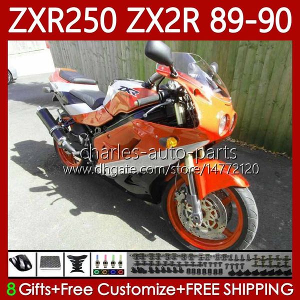 Feedings de motocicleta para Kawasaki Orange Ninja ZX2R ZXR250 ZX 2R 2 R R250 ZXR 250 89 90 Bodywork 84No.74 ZX2 R ZX-2R ZXR-250 1989 1990 ZX-R250 89-98 Kit de corpo inteiro