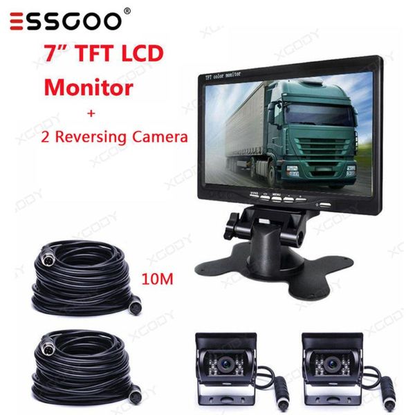 

car video essgoo 7 inch truck monitor reversing system 4pin 10m cable 2pc camera color
