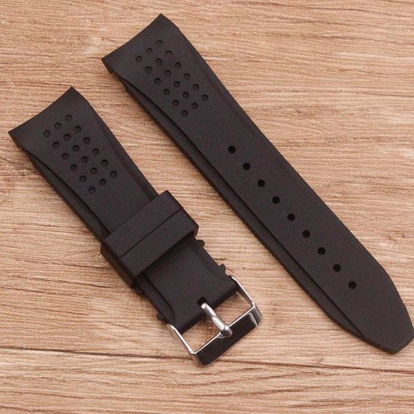 Cinturini per orologi Accessori Cinturino in silicone Interfaccia curva 24 mm Fibbia ad ardiglione da uomo per tutte le marche