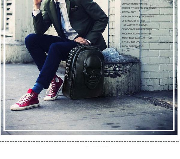 

backpack lacquered men's pu shoulder bag fashion personality square trendy rivet