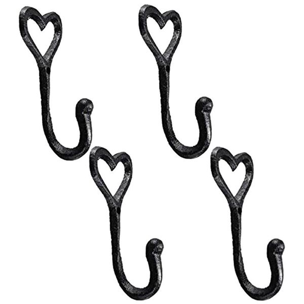 

hooks & rails 4pcs iron decorative vintage hat bedroom home wall mounted holder black hanger heart shape coat storage hook door