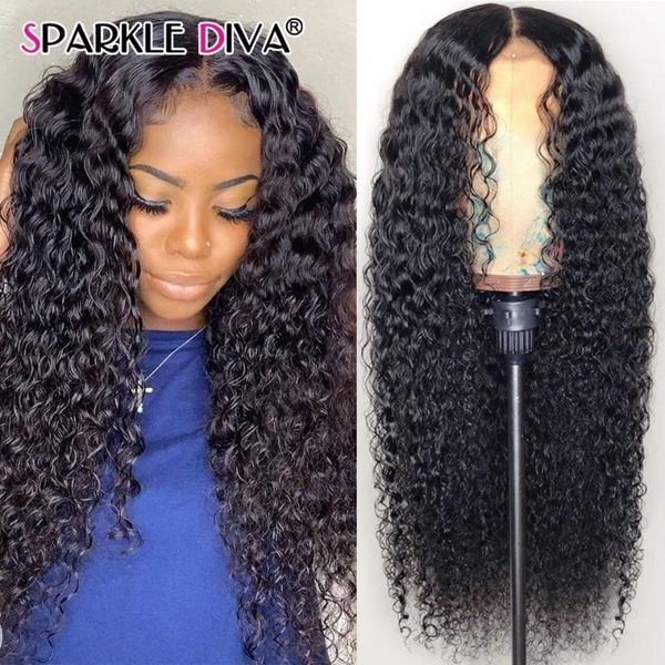 

middle part kinky curly human hair wigs brazilian t lace wig150 density 13x1 for black women1, Black;brown