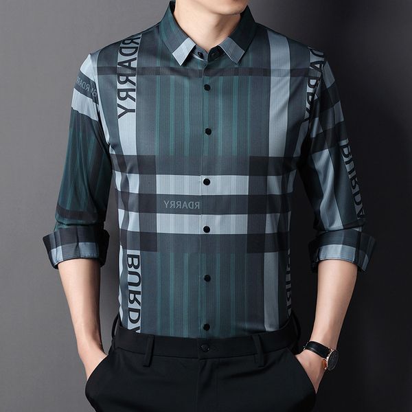 

2021 spring and autumn simple long sleeve woven fashion leisure men's busins shirt trend, Black