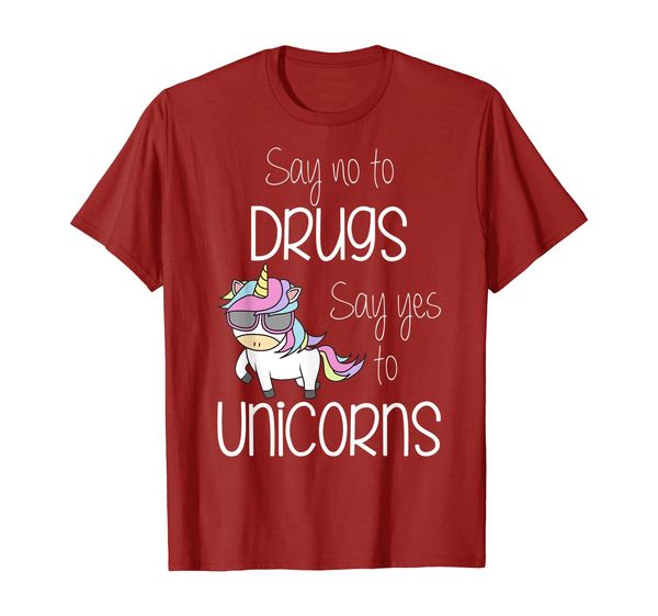 

say no to drugs say yes to unicorns red ribbon week awarness t-shirt, White;black