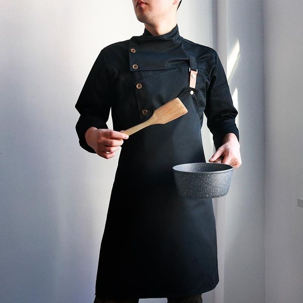 

aprons chef jacket with self-hanging apron overalls catering waiter uniform baking western restaurant long-sleeved simple