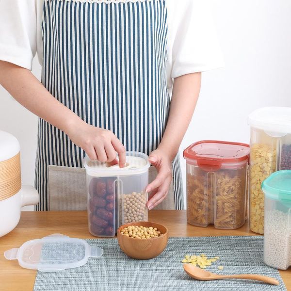 

storage bottles & jars box grain and miscellaneous compartment sealed plastic can kitchen household beans dry goods