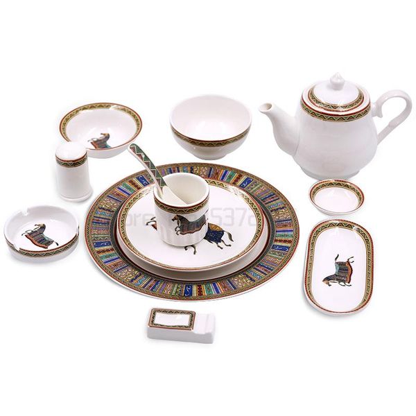 

dishes & plates luxury european large oval ceramic fish plate gold head show dinner home decoration wedding gift