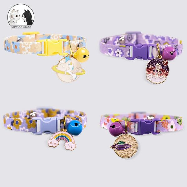 

cat collars & leads cute pet collarpet rainbow collar comfortable not lei neck silent bell fashion ornament halter necklace