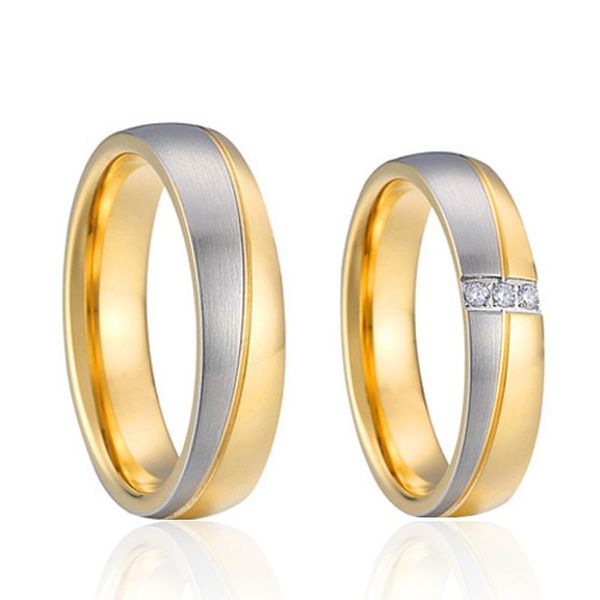 

wedding rings marriage valentine gift engagement ring for couple womens men's stainless steel anel bague mariage anillos, Slivery;golden