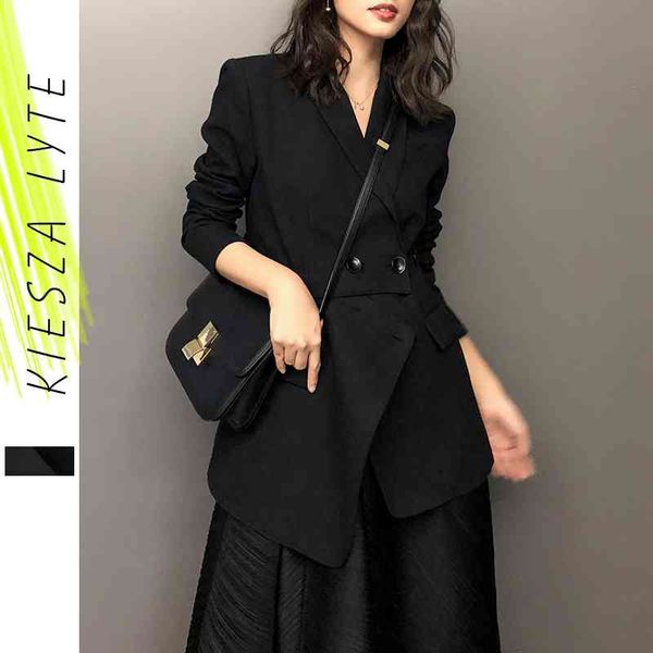 Mode Marke Desinger Blazer Mantel Schwarz Büro Dame Elegante Jacke Blazer Weibliche Arbeitskleidung Casaco Feminino Frau Kleidung 210608