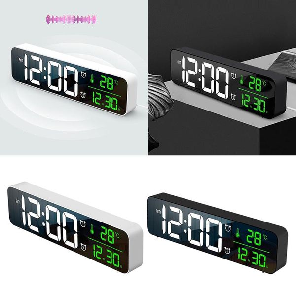 

other clocks & accessories 10" alarm clock temperature day calendar am/pm mirror wall 2 alarms home office desk decors