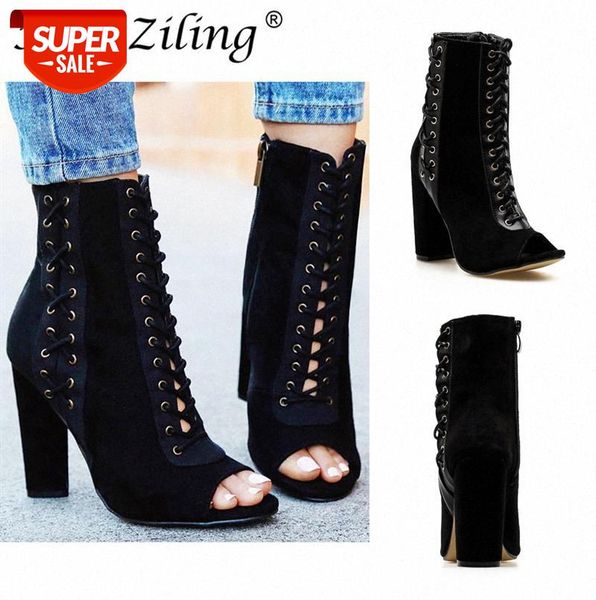 

women's shoes european and beautiful style sandals, fish mouth thick heels, cross-strap high heels #bn2i, Black