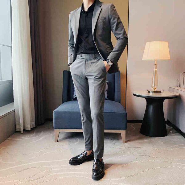 

men's suits & blazers british style formal business wear fine adjustment two casual groom/groom buttons ed as gentlemen jg2t, White;black