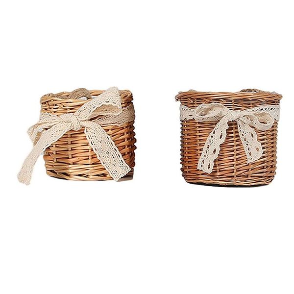 

gift wrap 2 pcs handmade wicker basket for wedding home kitchen picnic bread sundry container fruit storage, small & large