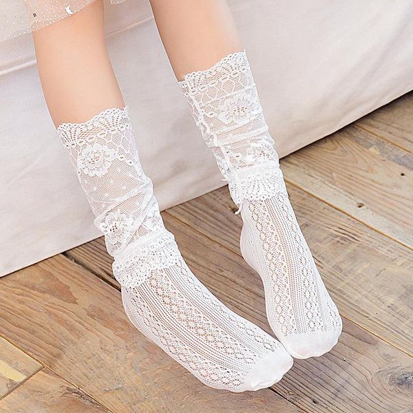 

lace mesh baby socks summer princess girls knee ruffle floral kids, Pink;yellow