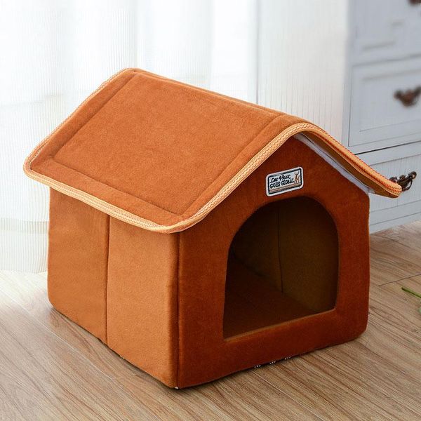 

kennels & pens pet house foldable bed with mat soft winter dog puppy sofa cushion kennel nest quality