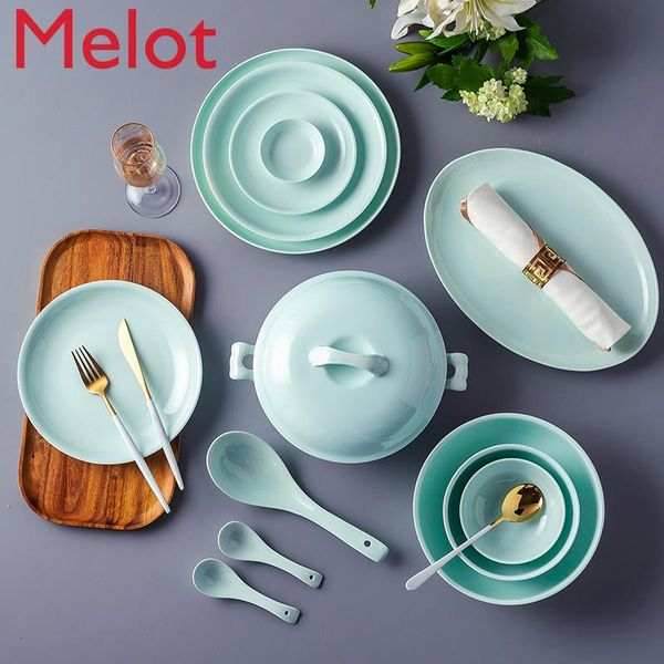 

tableware set bowl plate household dish simple chinese ceramic bone china bowls