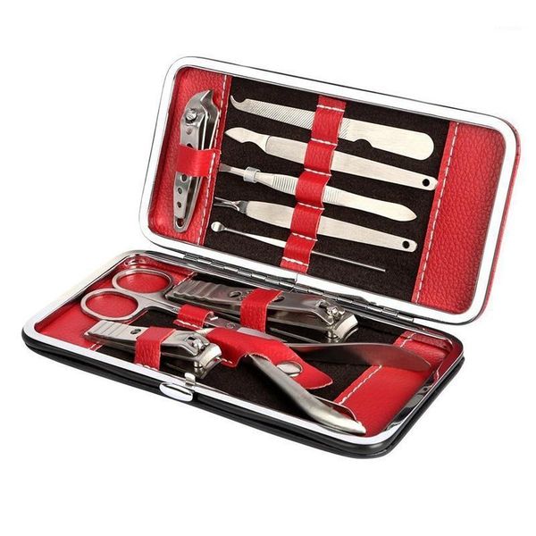 

10pcs fashion manicure pedicure set with case nails clipper kit stainless steel travel home nail care tools1