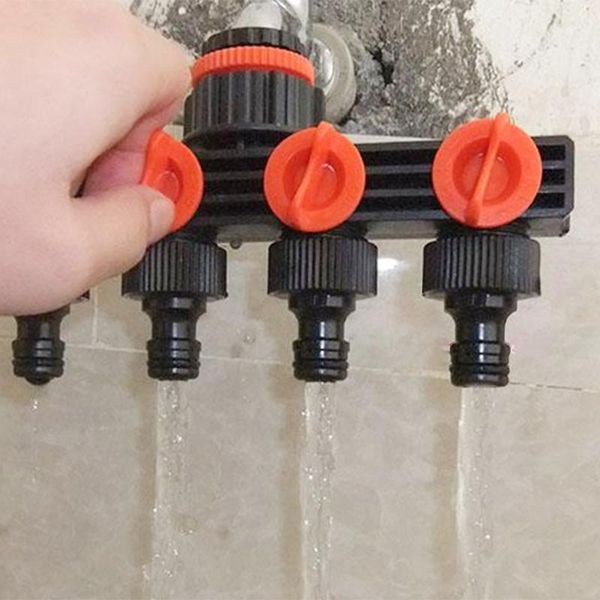

1/2 4-way abs plastic garden hose splitter t-type watering connector distributor for outdoor tap adapter tube water faucet equipments
