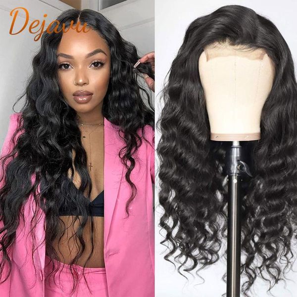 

lace wigs front wig loose deep human hair brazilian virgin for women preplucked 13x4 nature color frontal, Black;brown